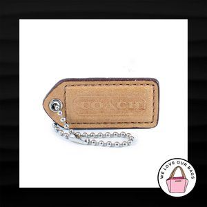 2" Medium COACH LIGHT SADDLE BROWN LEATHER NICKEL FOB BAG CHARM KEYCHAIN HANGTAG